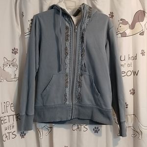 Grey-blue embroidered hoodie s/m